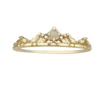 Tolldek 9 Carat / 14 Carat / 18 K Yellow Gold Partner Rings Crown Engagement Ring with Opal Colourful Real Gold Jewellery, Gold Au 375/585/750 Couples' Rings, Size 47-65, 9ct Yellow Gold, Opal