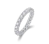 Tolldek 9 Carat / 14 K / 18 K White Gold Proposal Ring Real Eternity Friendship Rings with Laboratory Created Diamond, Wedding Rings White Gold Au 375/585/750, Size 47-65, 950 Platinum, Lab Created