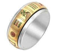 Tolldek 9 mm Stainless Steel Wedding Rings Men's Turning Engraved Mahjong Pattern Proposal Ring Wedding Ring Punk Rock Silver/Gold, stainless steel, No cubic zirconia