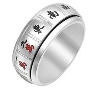Tolldek 9 mm Stainless Steel Wedding Rings Men's Turning Engraved Mahjong Pattern Proposal Ring Wedding Ring Punk Rock Silver/Gold, stainless steel, No cubic zirconia