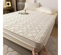 Tolldek 90 x 200 cm Bed Cover with 2 Pillowcases Set 3-Piece Protection 3D Pattern Bed Cover Valance Plain Sleeping Comfort Polyester Cotton Bedspread Beige White Underbed for Mattress