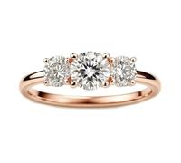 Tolldek 9K/14K/18K White Gold Couple Rings, Classic Petite Wedding Ring with Laboratory Created Diamond, Real Ring White Gold Au 375/585/750, Size 47-65, 14ct Rose Gold, Lab Created Diamond