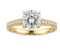 Tolldek Au 375/585/750 White Gold Friendship Rings Real Jewellery 4 Claw Wedding Ring with Moissanite Wedding Rings White Gold 9 Carat / 14 K / 18 K Size 47-65, 18ct yellow gold, Moissanite