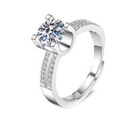 Tolldek Au750 18K White Gold Wedding Rings Genuine Lab Created Jewelry Hollow Wave 4 Bridge Claw Setting 18K Gold Rings Genuine Jewelry Size 47-65, 18 Carat (750) White Gold, Lab Created Diamond