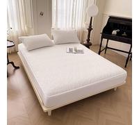 Tolldek Bed Sheet Cream White with 2 Pillowcases 90 x 200 cm Set Breathable, Floral Pattern Bed Sheet Underlay Plain Sleeping Comfort Cotton Bedspreads for Box Spring Bed