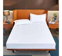 Tolldek Bed Sheet White with 2 Pillowcases 90 x 200 cm Set 3-Piece Padded Fitted Sheet Water Bed Plain Mattress Protector Cotton Fitted Sheet for All Seasons