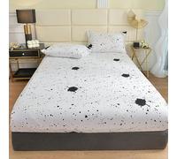 Tolldek Bed Sheet with 2 Pillowcases 120 x 200 cm Set 3-Piece Breathable Dot Fitted Sheet Quilted Printed Wrinkle Resistant Polyester Cotton Bed Sheet Cover Underbed as Protection