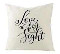 Tolldek Decorative Cushion Covers, Love at the Last Light Cushion Covers, Sofa Cushion Covers with Elegant Design, Linen Look, Decorative Soft for Sofa Armchair, Home, White / Black, 40 x 40 cm, Pack