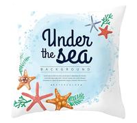 Tolldek Decorative Cushion Covers, Starfish Under the Sea Cushion Covers, Sofa Cushion Covers with Elegant Design, Decorative Soft, Cushion Covers for Living Room, White Blue, 45 x 45 cm, Pack of 1