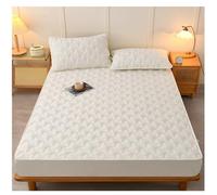 Tolldek Fitted Sheet with 2 Pillowcases 90 x 200 cm Set Thin, Fitted Sheets Plain, Wrinkle Resistant Polyester Cotton Sheet for Bed Beige White for All Seasons