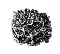 Tolldek Friendship Rings Sterling 925 Silver Men's Ancient Chinese Animal Pixiu Engagement Ring Couple Rings Sterling Silver S925 Adjustable, Sterling Silver, No cubic zirconia