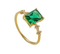 Tolldek gold 750 18ct Wedding Rings Real Green Garnet Classic Couple Rings Rectangular Cut, 18K Yellow Gold Wedding Ring with Diamond Genuine, Size 47-65, 18 Carat (750) Yellow Gold, Garnet Diamond
