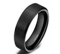Tolldek Men's Engagement Ring Personalised Ceramic 4 mm/6 mm/8 mm, Wedding Ring Man Brushed Bevelled Edge, Wedding Rings Nordic for Him and Her, Size 51-72, Ceramic, No cubic zirconia