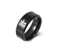 Tolldek Men's Engagement Ring Personalised Tungsten Steel 8 mm, Wedding Ring Man Cross, Wedding Ring Engagement Ring for Men, Size 54-70, Tungsten steel, No cubic zirconia