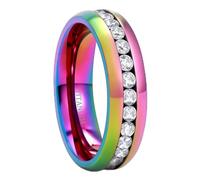 Tolldek Men's Rings Vintage Titanium Steel 7 mm Wedding Man Eternity Ring Wedding Vintage with White Zirconia for Him and Her, Size 49-67