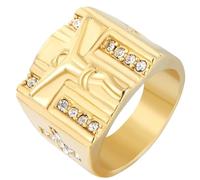 Tolldek Men's Stainless Steel Partner Rings 19 mm Jesus Cross Friendship Rings Punk Rock Gold, stainless steel, Cubic Zirconia