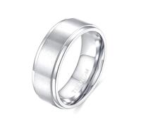 Tolldek Men's Titanium Steel Engagement Ring 4 mm/6 mm/8 mm, Brushed Wedding Ring, Modern Waterproof, Size 47-70, Titanium steel, No cubic zirconia