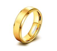Tolldek Men's Titanium Steel Engagement Ring 4 mm/6 mm/8 mm, Brushed Wedding Ring, Modern Waterproof, Size 47-70, Titanium steel, No cubic zirconia