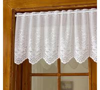 Tolldek Net Curtains, White Bluemn Lace Bistro Curtain for Living Room, Kitchen, Window, Translucent Kitchen Curtains, Short Curtains, Modern Country House Window Curtains, 1 x H 60 x W 140 cm