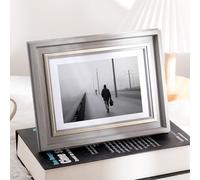 Tolldek Picture Frame A4, 13 x 18 cm Photo Size Table Top Photo Frame with Mount Horizontal/Vertical, Rectangle Photo Gallery Certificate Frame MDF Acrylic Wooden Picture Frame for Photos, Silver Grey