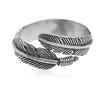 Tolldek Proposal Ring S925 Silver Men's Feather Band Rings Couple Rings Sterling Silver S925 Adjustable, Sterling Silver, No cubic zirconia