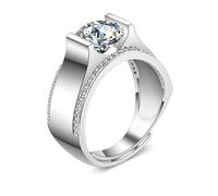 Tolldek Real Friendship Rings White Gold Au750 18 Carat, Lab Crafted Diamond Wide Ring Geometric Solitaire Ring, 18K Gold Partner Rings, 61 (19.4)