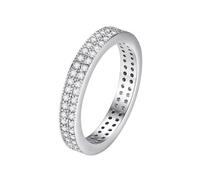 Tolldek Real Jewelry Engagement Ring, 18K Gold 750, Diamond Two Rows Partner Rings, 18K Yellow Gold Wedding Rings, Size 47-65, 18k (750) white gold, Diamond
