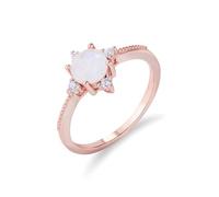 Tolldek Rose Gold Au 375/585/750 Proposal Ring, Star Friendship Rings with Moonstone Colourful, Real Gold Wedding Rings with Diamond 9 Carat / 14 K / 18 K Rose Gold, Size 47-65, 14ct Rose Gold