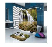Tolldek Shower Curtain 120 x 180 cm Brown Forest Waterfall Pattern Anti-Mould Bath Curtain Polyester Waterproof Washable Cloth Shower Curtains in the Bathroom for Bathtub 1.2 x 1.8 m Long (W x H)