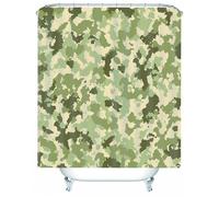 Tolldek Shower Curtain Green Textile, Camouflage Pattern Fabric Bathroom Curtain Polyester Shower Curtains for Bathtub Includes Shower Curtain Rings