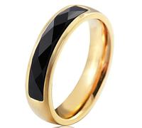 Tolldek Stainless Steel Proposal Ring Men's 5 mm Thin Wedding Ring Band Rings Punk Rock Gold Black, stainless steel, Cubic Zirconia