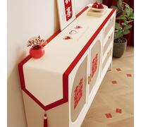Tolldek Tablecloth Runner Beige White Red Simple Heart Pattern with Tassels Table Runner Polyester Linen Table Runner Washable for Homes Dining Room Table Decoration 30 x 180 cm