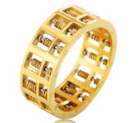 Tolldek Wedding Ring Stainless Steel Men's 8 mm Retro Abacus Partner Rings Friendship Rings Punk Rock Silver/Gold, stainless steel, No cubic zirconia