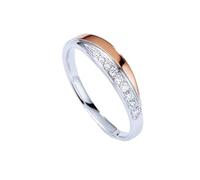 Tolldek Wedding Rings 9K/14K/18K Rose Gold/White Gold, Lab Created Diamond Classic Band Rings, 18/14/9 Carat Gold Wedding Rings Real Jewellery, Size 47-70, 9ct bicolour, Lab Created Diamond