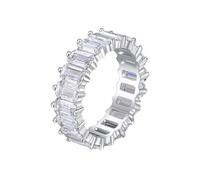 Tolldek White Gold 585 14K Moissanite Classic Band Rings, Rectangular Cut, 14K Gold, Partner Rings, Real Jewelry, Size 47-65, 14k (585) white gold, Moissanite