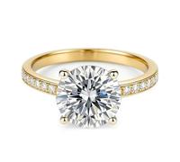 Tolldek White Gold 9 Carat / 14 Carat / 18 K Wedding Rings 4 Claw Couples Rings with Moissanite Genuine Jewellery, Au 375/585/750 White Gold Wedding Rings, Size 47-65, 14ct Yellow Gold, Moissanite