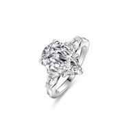 Tolldek White Gold 9K/14K/18K Wedding Ring, Classic Decorative Couple Rings with Moissanite Drop Cut Genuine Gold Jewelry, Au 375/585/750 White Gold Partner Rings, Size 47-65, 9 Carat (375) White Gold