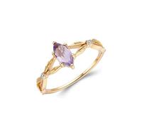 Tolldek Women's 375 Gold Promise Bands 0.65ct Marquise Amethyst, Size J 1/2