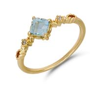 Tolldek Women's 585 Gold Wedding Engagement Rings 4-Prong Topaz, Size U 1/2