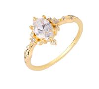 Tolldek Women's 750 Gold Engagement Wedding Rings Moissanite, Size O 1/2