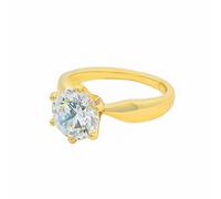 Tolldek Women's Au585 Gold Wedding Engagement Rings Moissanite, Size R 1/2