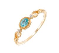 Tolldek Women's Gold 585 Unique Wedding Rings Oval Blue Apatite, Size S 1/2