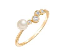 Tolldek Women's Gold Au585 Style Promise Wedding Rings Pearl, Size H 1/2