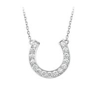 Tolldek Women's Necklace 9K/14K/18K White Gold, White 0.5ct Laboratory Created Diamond U Shape Pendant Women's Necklace Round Cut, 18/14/9 Carat Gold Chain Women Real Jewellery, 45 cm, 9ct white gold