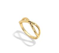 TOLLI Infinity Ring | Sterling Silver | Eternity | Eternal | Forever Loop | Love | Timeless | Classic | Handcrafted (Gold, 7) (N)