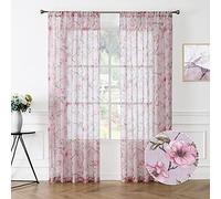 Tollpiz Faux Linen Embroidered Floral Print Curtains for Bedroom 54" x 95" 2 Panels
