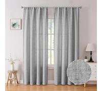 Tollpiz Linen Curtains Bedroom Rod Pocket Semi Sheer Curtain Burlap Light Filtering Thick Linen Drapes for Living Room, 54 x 84 inches Long, Silver Grey, Set of 2 Panels