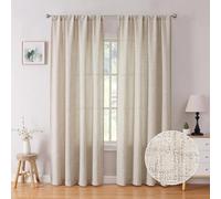 Tollpiz Linen Curtains Living Room Rod Pocket Semi Sheer Curtain Burlap Light Filtering Thick Linen Drapes for Bedroom, 54 x 95 inches Long, Natural, Set of 2 Panels