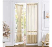 Tollpiz Sheer Door Curtain Closet Linen Textured Curtains Sheer Doorway Light Filtering Voile Patio Glass Door Rod Pocket Curtain French Door, 54 x 72 inches Long, Beige, Set of 1 Panel