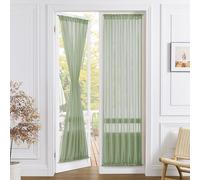 Tollpiz Sheer Door Curtain Closet Linen Textured Curtains Sheer Doorway Light Filtering Voile Patio Door Rod Pocket Curtain French Door, 54 x 72 inches Long, Sage Green, Set of 1 Panel